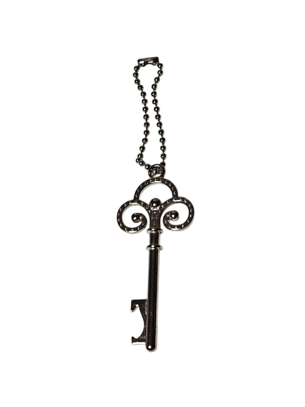Vintage Skeleton Key Pendant Keychain Ball Chain Victorian Gothic Jewelry